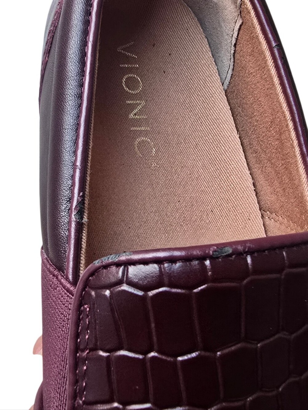 VIONIC SPLENDID DEMETRA CROC LEATHER SHOES WINE BROWN - Picture 8 of 14